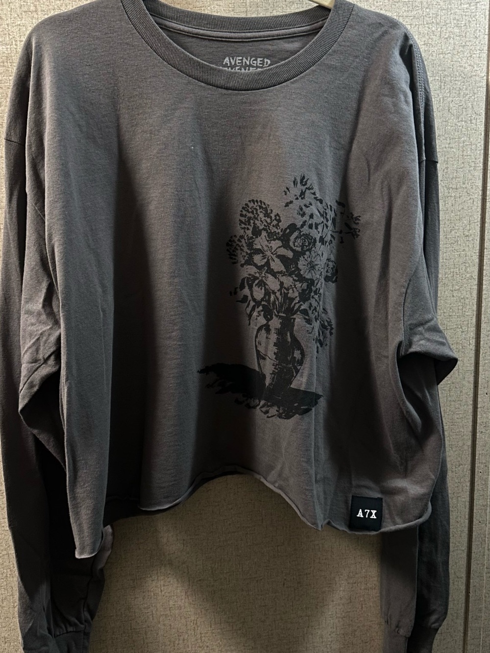 Avenged Sevenfold Dark Gray Graphic Long-Sleeve Crop Tee